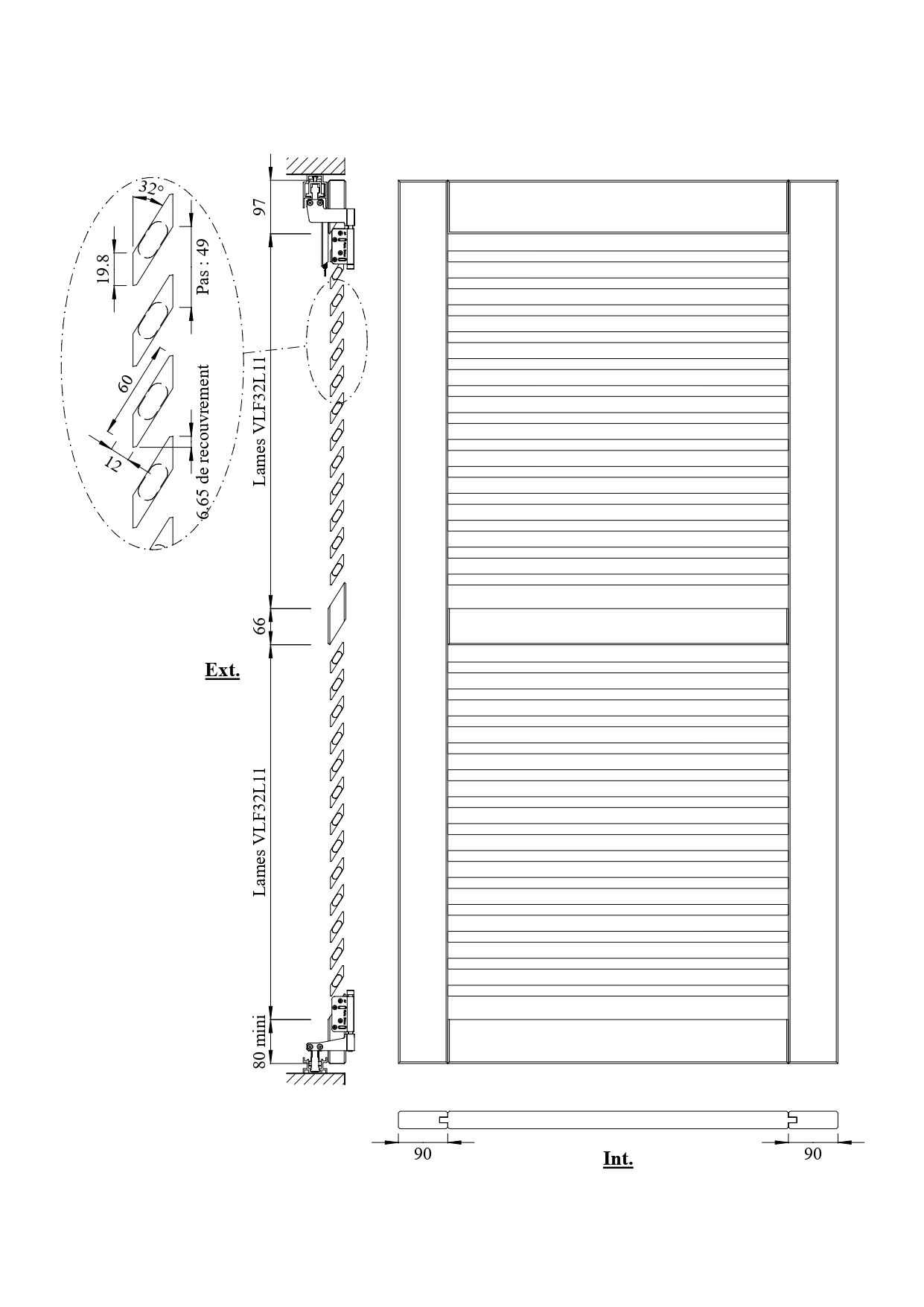 ca vlt32e volet coulissant accordéon lames tringlées emboîture haute ca vlt32e volet coulissant accordéon lames tringlées emboîture haute