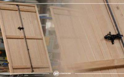 Fabrication en cours : volets battants montés sur huisserie