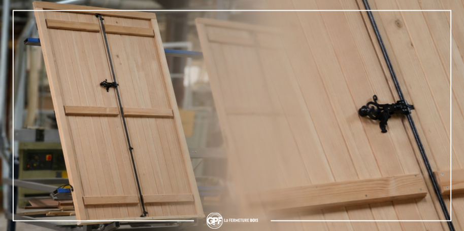 Fabrication en cours : volets battants montés sur huisserie